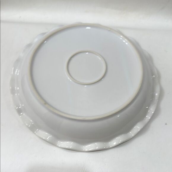 Apple Pie Ceramic Pie Dish 10 X 1 1/2 Inches Warm Golden White Red Fruit - Picture 5 of 5